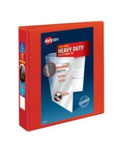 Avery Heavy-Duty View 3-Ring Binder With Locking One-Touch EZD Rings, 1 1/2in D-Rings, Red