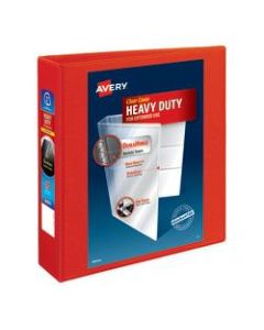 Avery Heavy-Duty View 3-Ring Binder With Locking One-Touch EZD Rings, 2in D-Rings, Red