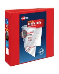Avery Heavy-Duty View 3-Ring Binder With Locking One-Touch EZD Rings, 3in D-Rings, Red