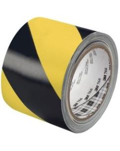 3M 766 Striped Vinyl Tape, 3in Core, 3in x 36 Yd., Black/Yellow, Case Of 2