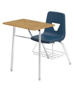 Lorell Classroom Student Combo Desk, Rectangular-Top, Navy/Medium Oak