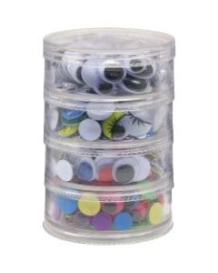 Creativity Street Wiggle Eyes Stackable Storage Jar - Craft Project, Decoration - 400 Piece(s) - x 0.28in, x 0.39in, x 0.47in, x 0.59in, x 0.79in - 400 / Set - Assorted
