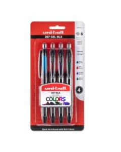 uni-ball 207 BLX Gel Pens, Medium Point, 0.7 mm, Assorted Barrels, Assorted Ink Colors, Pack Of 4 Pens