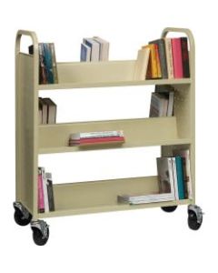 Lorell Double-Sided Mobile Steel Book Cart, 6-Shelf, Putty