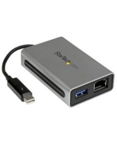 StarTech.com Thunderbolt to Gigabit Ethernet plus USB 3.0 - Thunderbolt Adapter - Add a Gigabit Ethernet port and a USB 3.0 hub port to your Thunderbolt-equipped MacBook or Ultrabook - Thunderbolt to Gigabit Ethernet + USB 3.0 - Thunderbolt Adapter