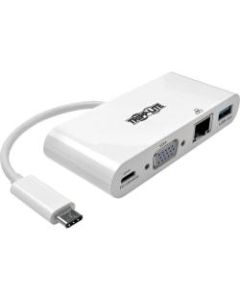 Tripp Lite USB C to VGA Multiport Video Adapter Converter w/ USB-A Hub, USB-C PD Charging Port & Gigabit Ethernet Port, Thunderbolt 3 Compatible, USB Type C to VGA, USB-C, USB Type-C