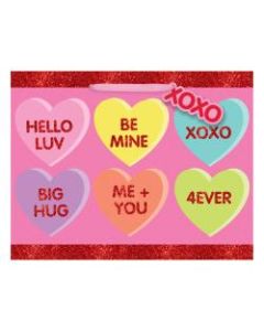 Amscan Candy Hearts Valentines Day Medium Gift Bags With Gift Tags, 7inH x 9inW x 4inD, Pink, Pack Of 18 Bags