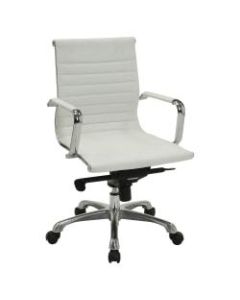 Lorell Modern Bonded Leather Mid-Back Chair, White