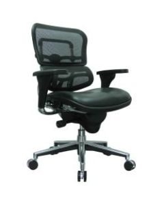 Eurotech Ergohuman Mid-Back Mesh/Leather Chair, Black/Chrome