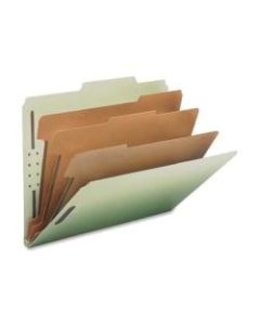 Nature Saver K-Fastener Classification Folders, 2- Dividers, 2/5in Tab Cut, Letter Size , Gray/Green, Box Of 10