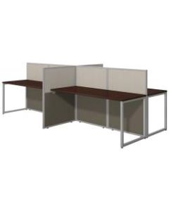 Bush Business Furniture Easy Office 60inW 4-Person Cubicle Desk Workstation With 45inH Panels, Mocha Cherry/Silver Gray, Premium Installation