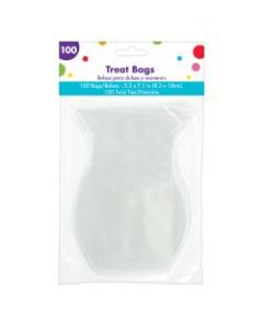 Amscan Shaped Treat Bags, 7-1/8inH x 5-1/4inW x 3-5/16inD, Clear, Pack Of 200 Bags