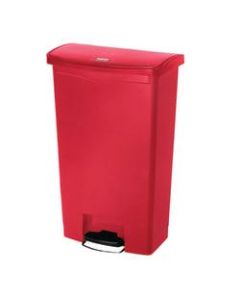 Rubbermaid Slim Jim Rectangular Plastic Wastebasket, Step-On,18 Gallons, Red