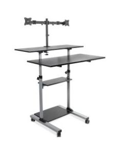 Mount-It! MI-7972 Mobile Standing Desk With Dual-Monitor Mount, Silver