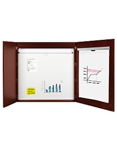 MasterVision Contemporary 2-Door Conference Cabinets With Platinum Pure White Dry-Erase Surface, 48in x 48in, Cherry