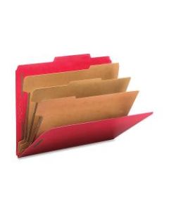 Smead Classification Folders, Top-Tab With SafeSHIELD Coated Fasteners, 3 Dividers, 3in Expansion, Letter Size, 3in Expansion, 50% Recycled, Bright Red, Box Of 10