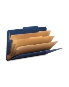 Smead Classification Folders, Top-Tab With SafeSHIELD Coated Fasteners, 3 Dividers, 3in Expansion, Legal Size, 50% Recycled, Dark Blue, Box Of 10