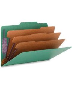 Smead Classification Folders, Top-Tab With SafeSHIELD Coated Fasteners, 3 Dividers, 3in Expansion, Legal Size, 50% Recycled, Green, Box Of 10