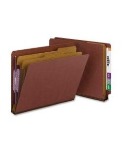 Smead Full End-Tab Classification Folder With SafeSHIELD Fastener, 2in Expansion, 1 Divider, 8 1/2in x 11in, Letter, 60% Recycled, Red, Box of 10
