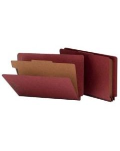 Smead Full End-Tab Classification Folder With SafeSHIELD Fastener, 2in Expansion, 1 Divider, 8 1/2in x 14in, Legal, 60% Recycled, Red, Box of 10