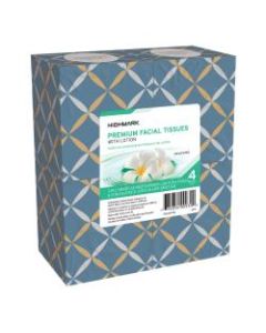 Highmark 3-Ply Facial Tissue With Lotion, Cube Box, White, 66 Tissues Per Box, Case of 24 Boxes