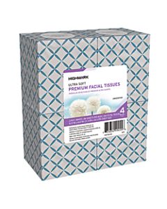 Highmark 2-Ply Facial Tissue, Cube Box, White, 86 Tissues Per Box, Pack Of 4 Boxes