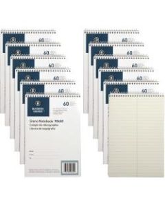 Business Source Green Tint Steno Notebook - 60 Sheets - Coilock - Gregg Ruled - 6in x 9in - Green Tint Paper - Stiff-back, Sturdy - 12 / Pack