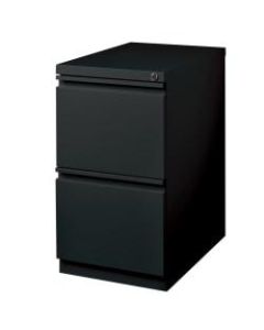 WorkPro 23inD Vertical 2-Drawer Mobile Pedestal File Cabinet, Metal, Black