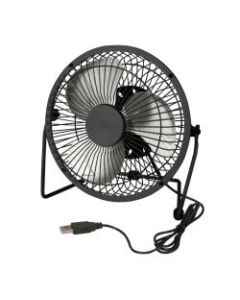 Honey-Can-Do USB-Powered Desk Fan, 6inH x 4 1/2inW x 6inD, Black