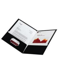 Office Depot Brand Laminated Paper 2-Pocket Folders, Black, Pack Of 10