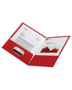 Office Depot Brand Laminated Paper 2-Pocket Folders, Red, Pack Of 10