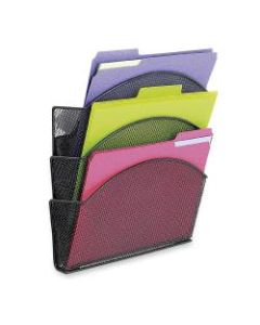 Onyx Magnetic Mesh Panel Accessories, 3 File Pocket, 13 x 4 1/4 x 13 1/2, Black