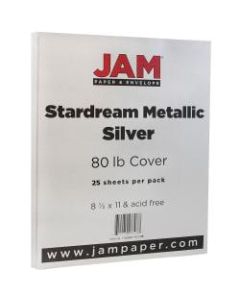 JAM Paper Printer Paper, Letter Size (8 1/2in x 11in), 80 Lb, Silver Stardream Metallic, Ream Of 25 Sheets