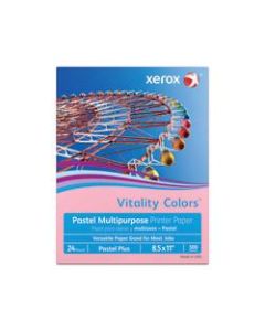 Xerox Vitality Colors Pastel Plus Multi-Use Printer Paper, Letter Size (8 1/2in x 11in), 24 Lb, 30% Recycled, Pink, Ream Of 500 Sheets