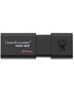 Kingston 64GB USB 3.0 DataTraveler 100 G3 - 64 GB - USB 3.0 - Black - 5 Year Warranty