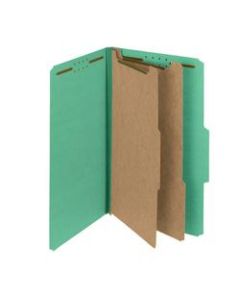 Smead Pressboard Classification Folders, 2 Dividers, Legal Size, 100% Recycled, Green, Pack Of 5