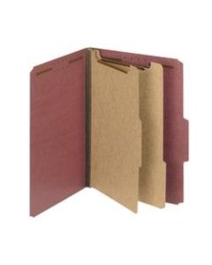 Smead Pressboard Classification Folders, 2 Dividers, Letter Size, 100% Recycled, Red/Brown, Pack Of 5