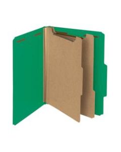 Smead Pressboard Classification Folders, 2 Dividers, Letter Size, 100% Recycled, Green, Pack Of 5