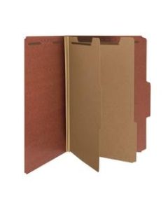 Smead Pressboard Classification Folders, 2 Dividers, Legal Size, 100% Recycled, Red/Brown, Pack Of 5