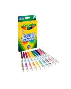 Crayola Ultra-Clean Washable Markers, Fine Tip, Assorted Classic Colors, Box Of 10