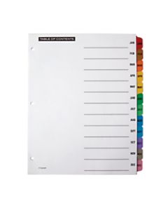 Office Depot Brand Table Of Contents Customizable Index With Preprinted Tabs, Multicolor, January-December