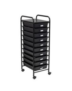 Honey Can Do Plastic 10-Drawer Rolling Storage Cart, 35in x 15in x 11in, Black