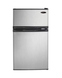 Danby Designer Dual Door Compact Fridge with Freezer - 3.10 ft³ - Reversible - 2.23 ft³ Net Refrigerator Capacity - 0.87 ft³ Net Freezer Capacity - 319 kWh per Year - Stainless - Smooth