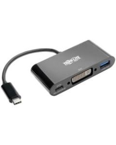 Tripp Lite USB C to DVI Adapter USB Hub & PD Charging, Thunderbolt 3 Compatible, USB Type C to DVI, USB-C, USB Type-C 6in - for Notebook/Tablet PC/Desktop PC/Smartphone - USB Type C - 2 x USB Ports - 1 x USB 3.0 - DVI - Thunderbolt - Wired