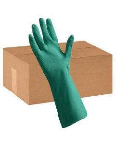 Tradex International Flock-Lined Nitrile General Purpose Gloves, Large, Green, Pack Of 24