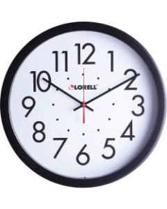 Lorell 14-1/2in Self-Set Wall Clock - Analog - Quartz - White Main Dial - Black