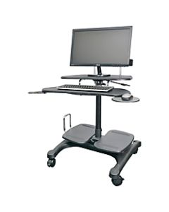 Kantek Sit to Stand Mobile Height Adjustable Computer Workstation With LCD Monitor Mount Pole, Black