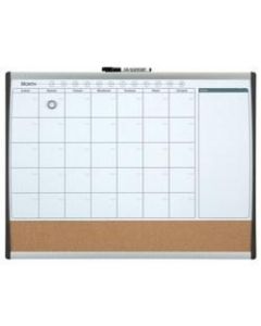 Quartet Calendar Magnetic Dry-Erase Whiteboard, 17in x 23in, Black/Silver Plastic Frame