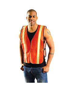 Non-ANSI Economy Mesh Vests with Silver Reflective Tape, Regular, Hi-Viz Yellow