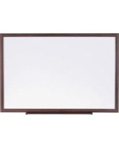 Lorell Non-Magnetic Melamine Dry-Erase Whiteboard White Board, 36in x 24in, Brown Wood Frame